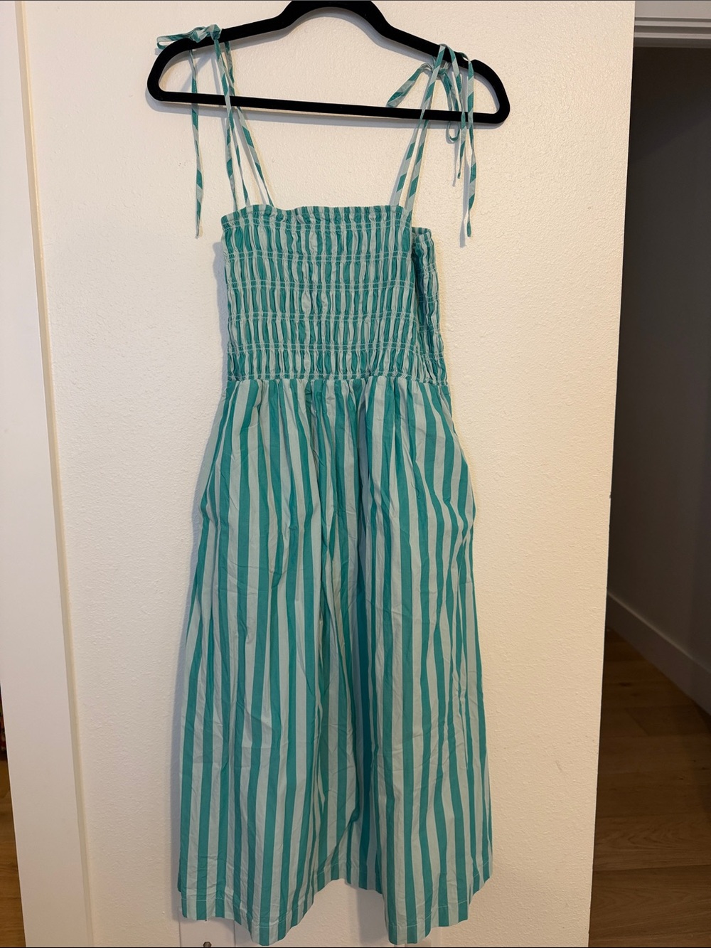 a new day Teal and White Striped Midi Dress